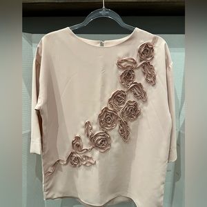 Pink blouse with chiffon 3D floral details